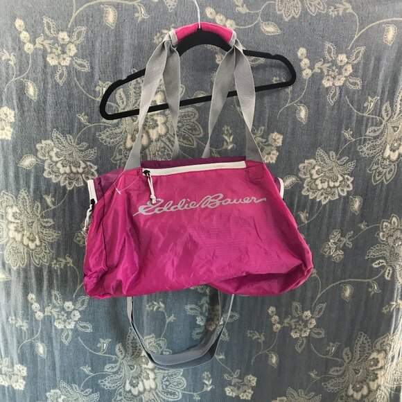 Vintage Eddie Bauer Duffle Rippac Stowaway Duffel Bag 40L pink purple Gym Bag - Picture 1 of 9